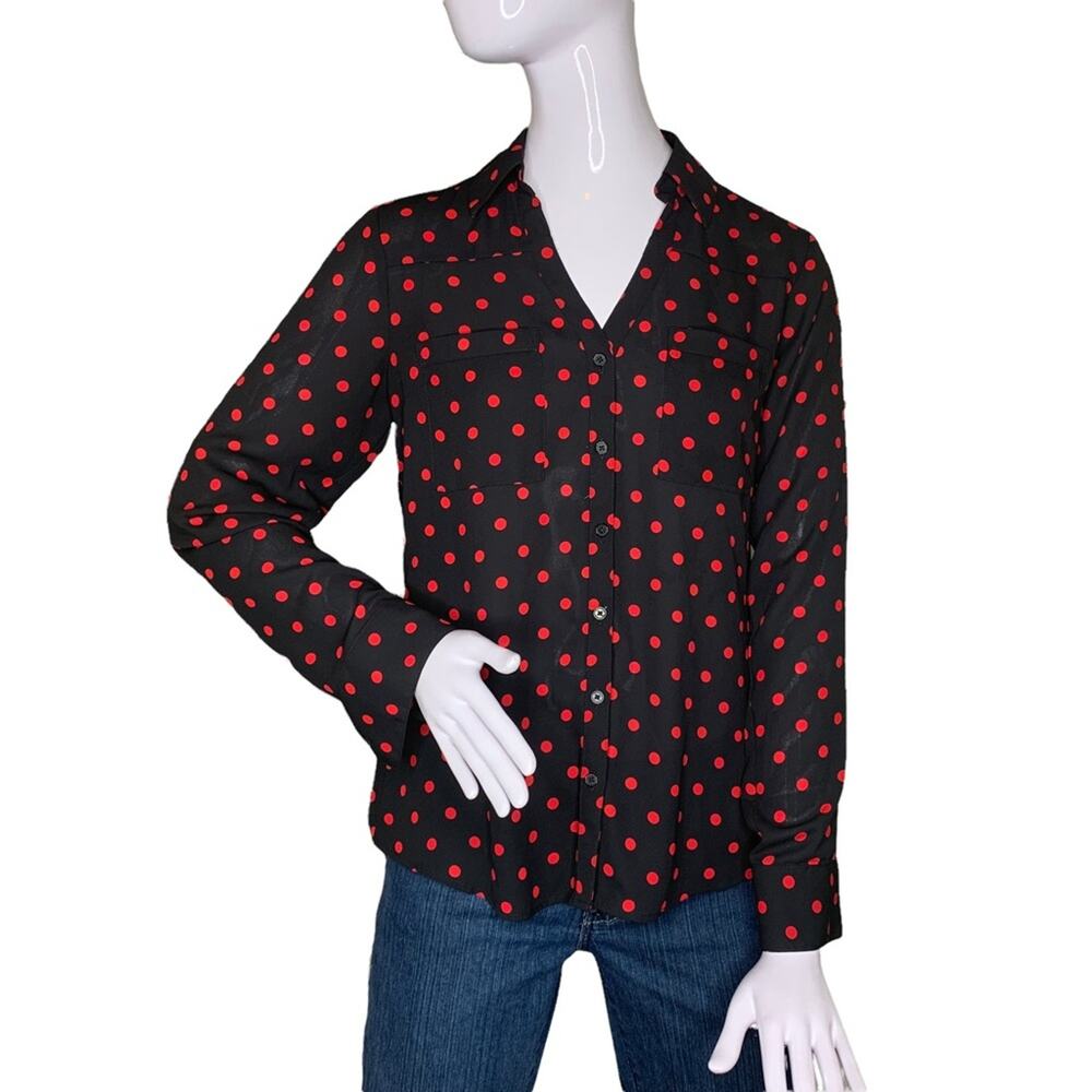EXPRESS Portofino Slim Sheer Button DownTop Size S